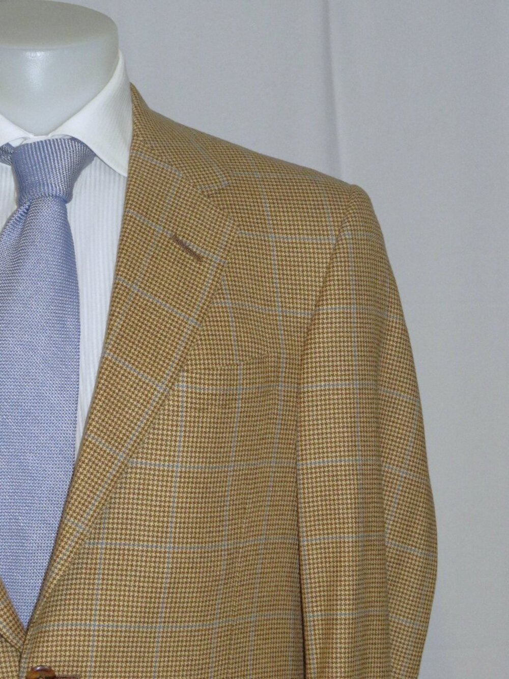OXXFORD Light Brown Check Summer Cashmere Two Button Sport Coat 40R